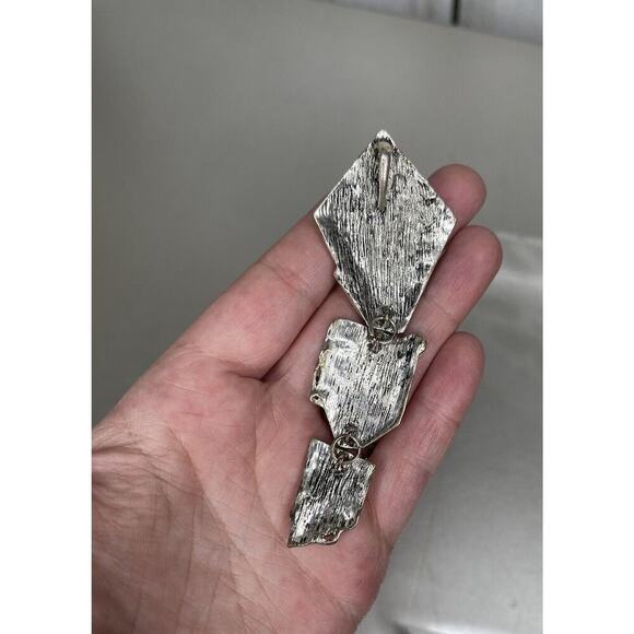 Two Tone Gold Silver Asymmetrical Necklace Pendant Statement Piece Unique - Picture 3 of 4